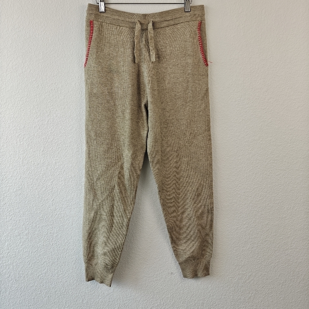 Monrow NWT SuperSoft Sweater Knit Cuffed Joggers In Oatmeal Size Small